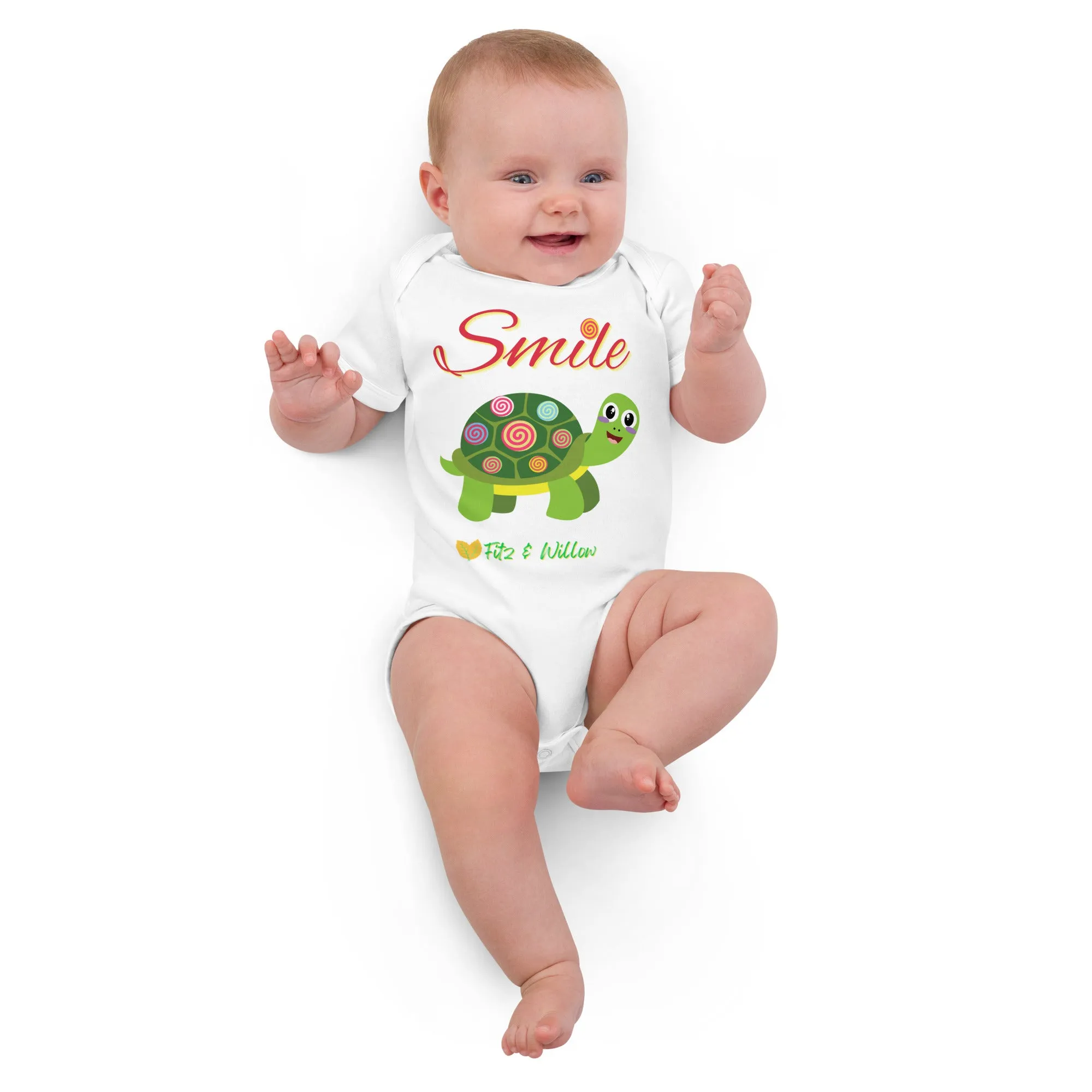 Organic cotton baby bodysuit, Little tortoise - Fitz & Willow