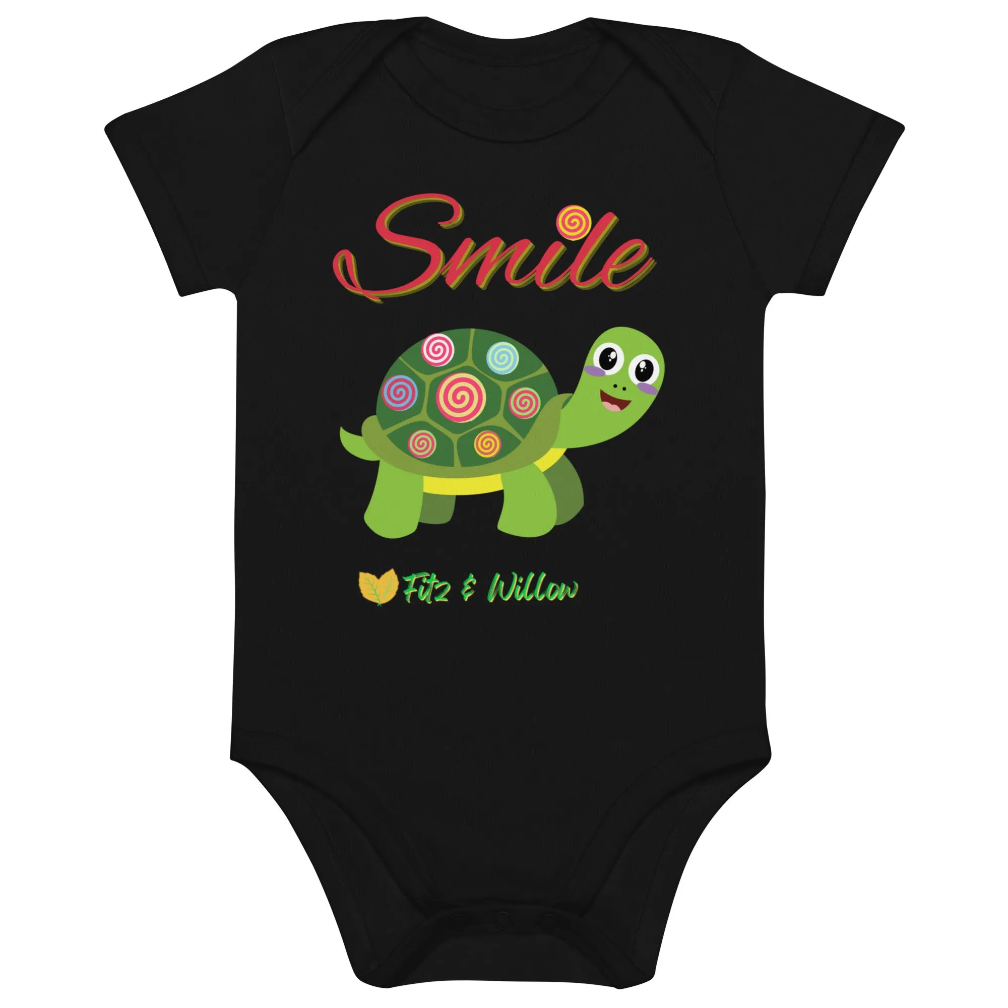 Organic cotton baby bodysuit, Little tortoise - Fitz & Willow