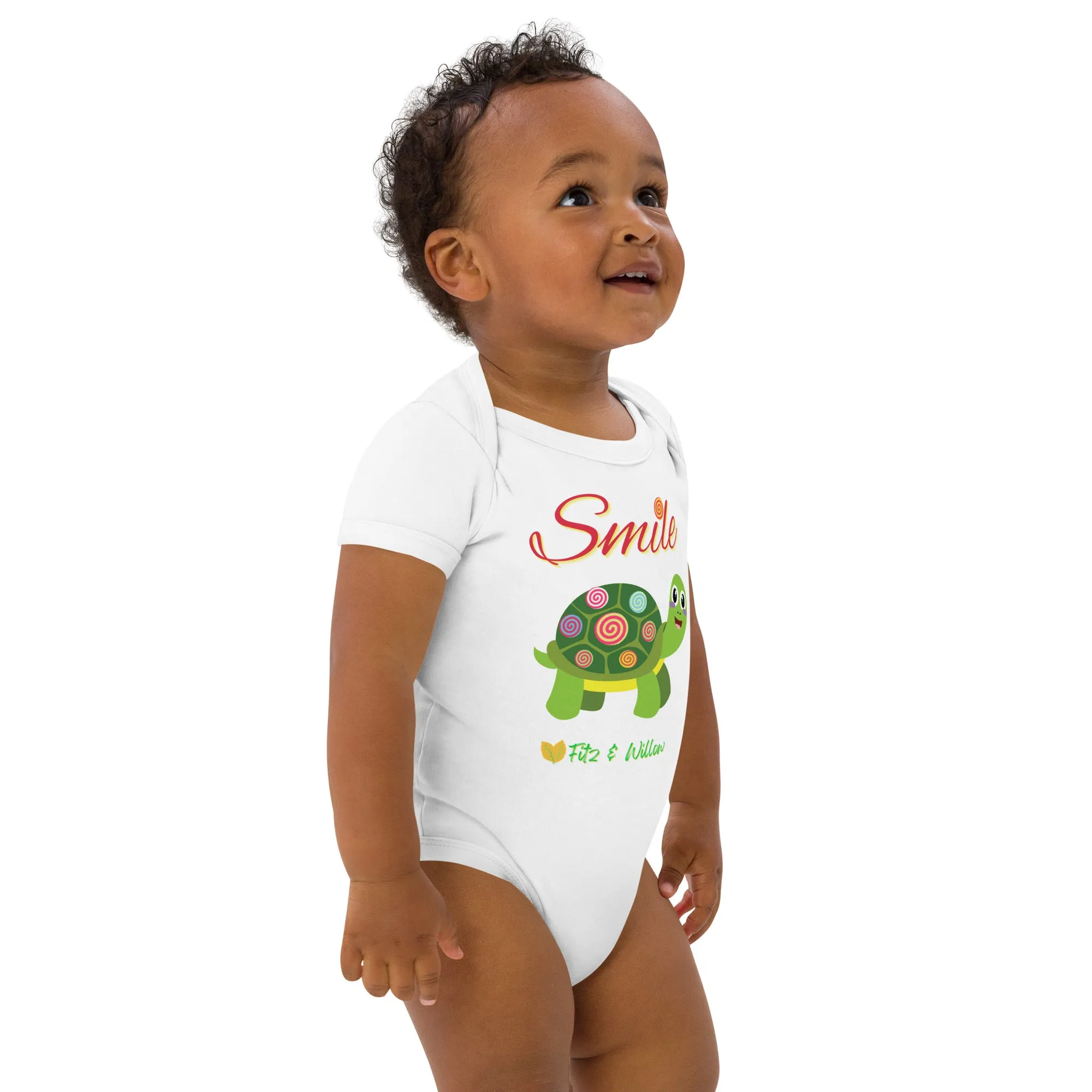 Organic cotton baby bodysuit, Little tortoise - Fitz & Willow