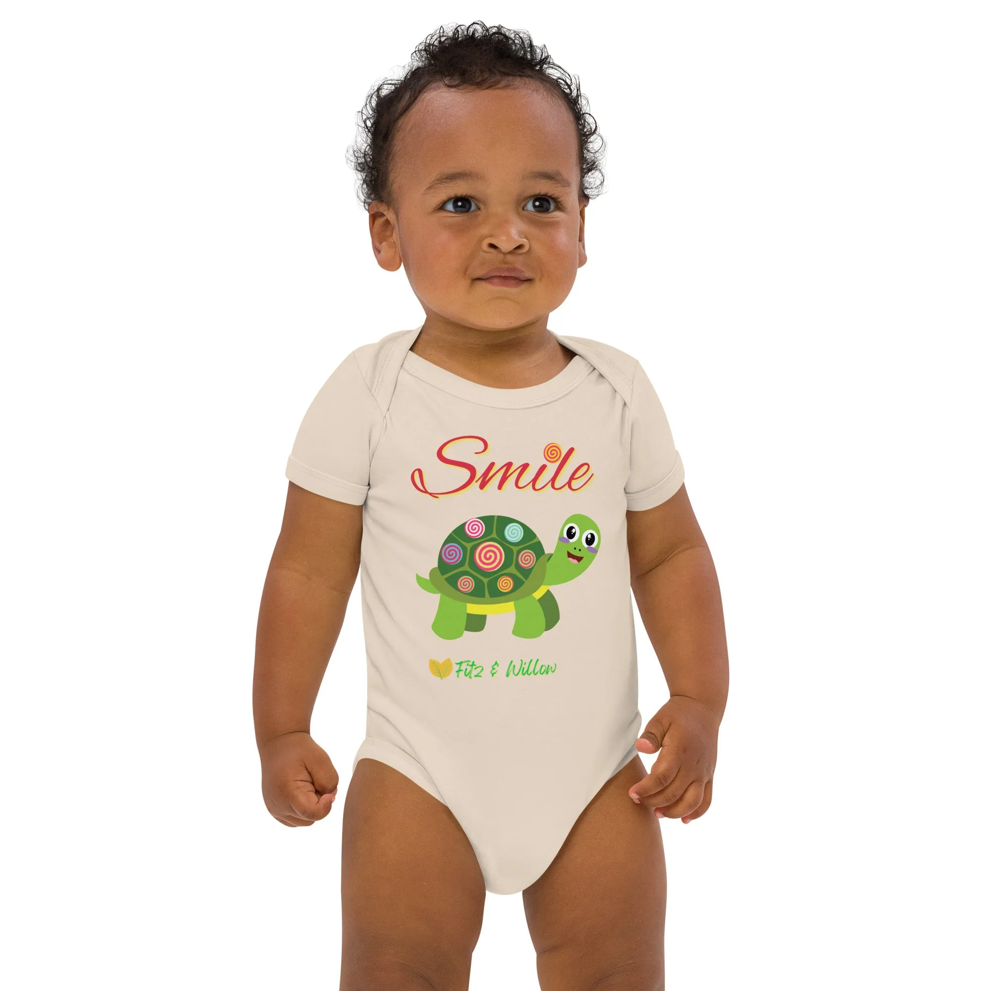 Organic cotton baby bodysuit, Little tortoise - Fitz & Willow