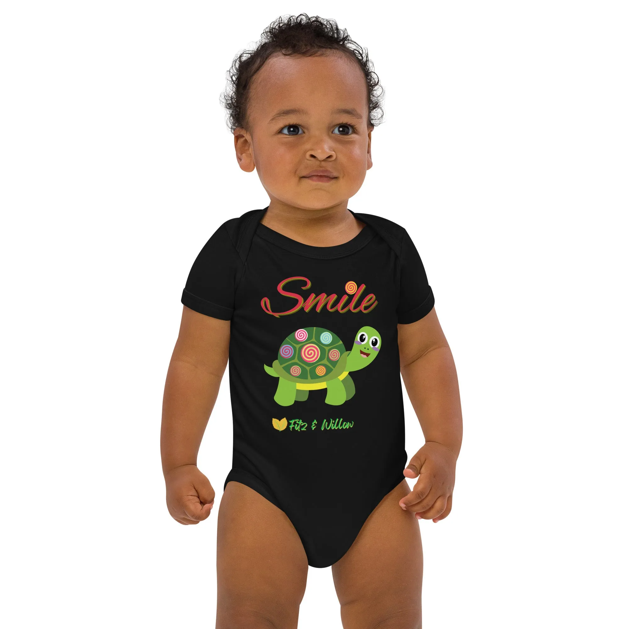Organic cotton baby bodysuit, Little tortoise - Fitz & Willow