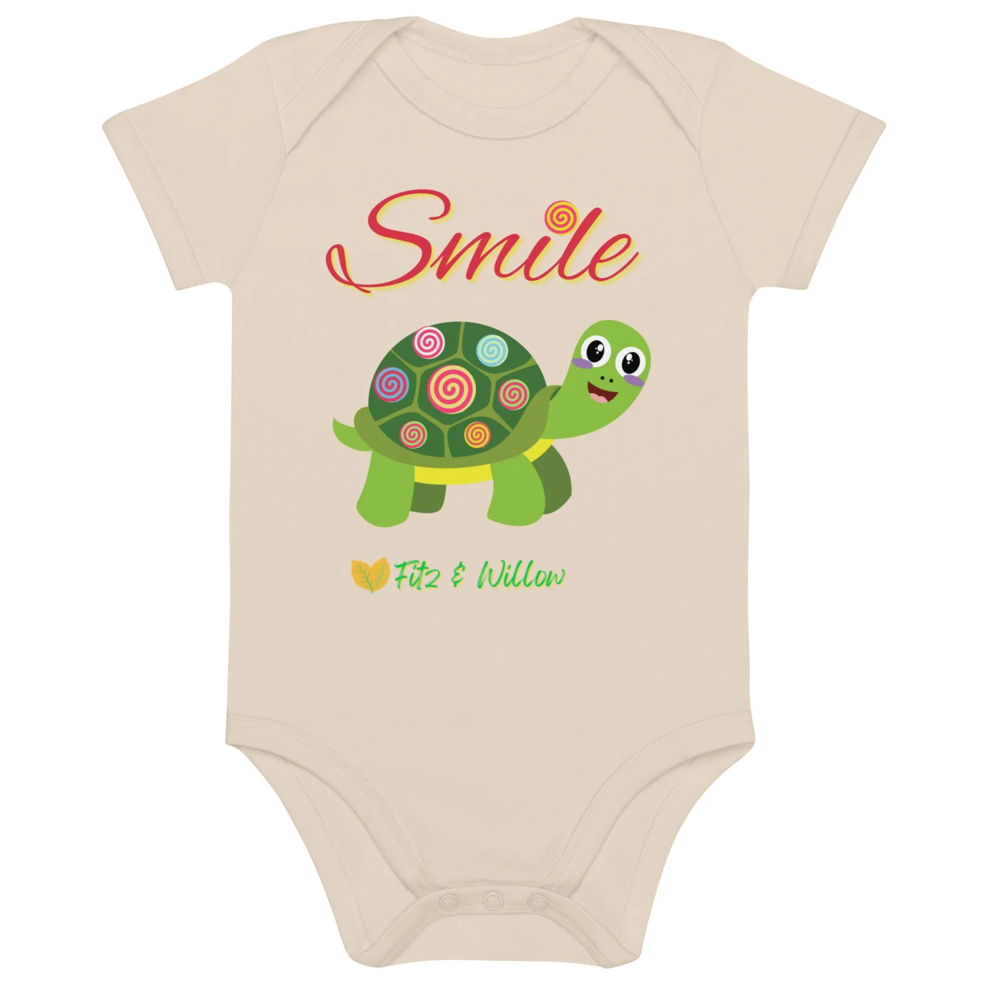 Organic cotton baby bodysuit, Little tortoise - Fitz & Willow