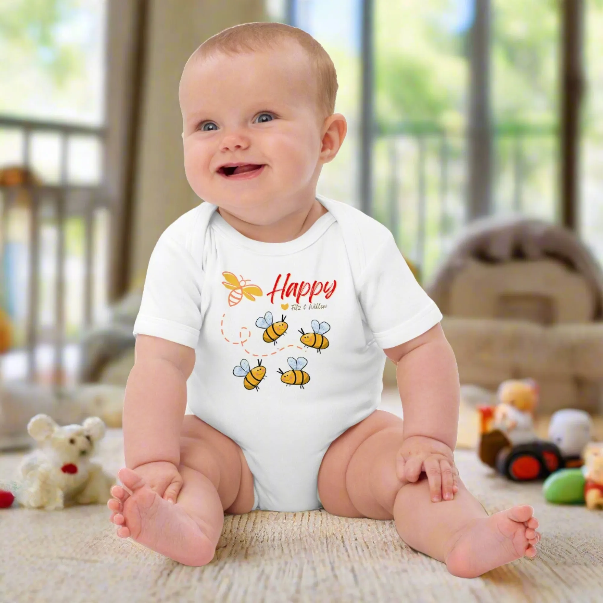 Organic cotton newborn bodysuit, Bees
