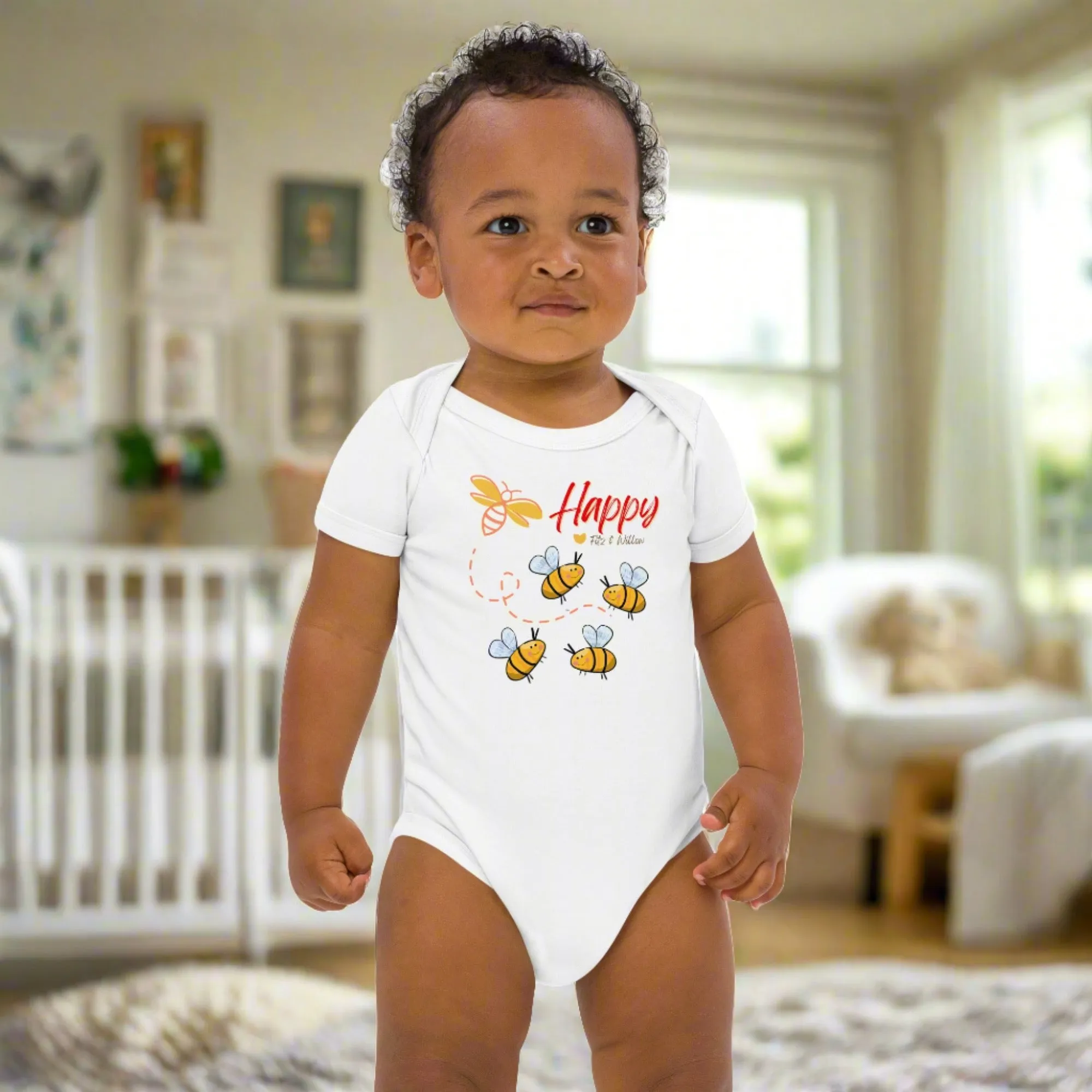 Organic cotton newborn bodysuit, Bees