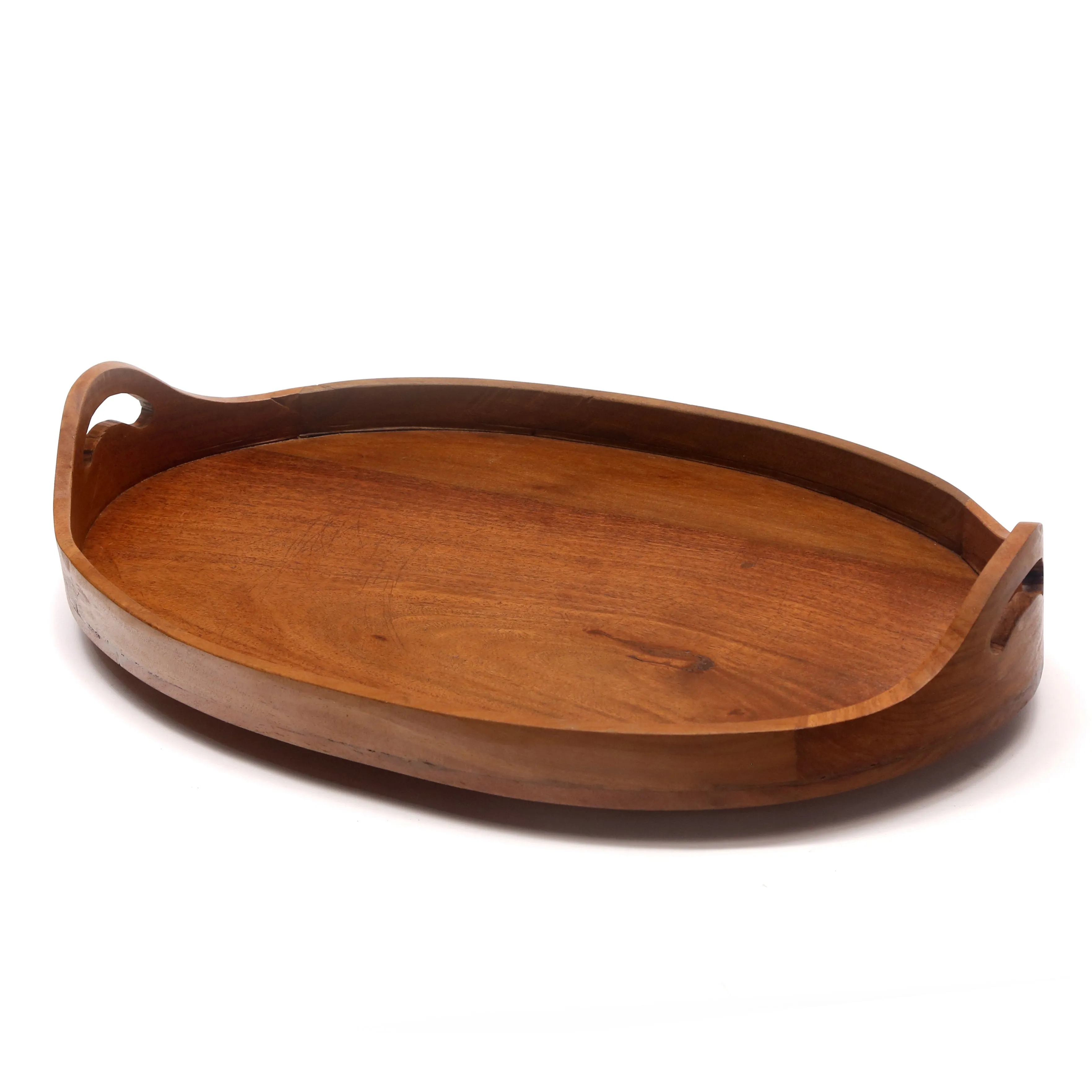 Oval Solid Wood Tray - - Set of 3