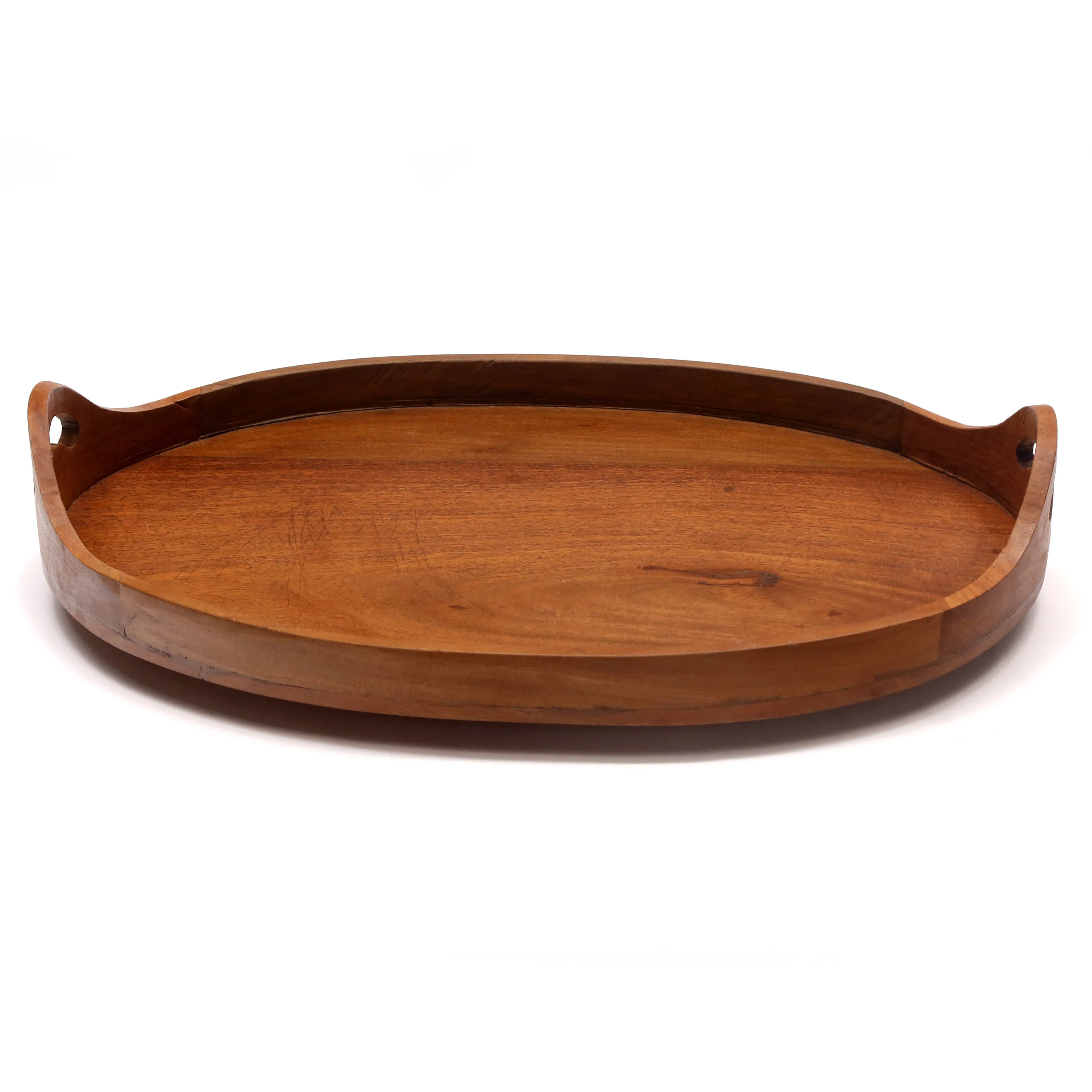 Oval Solid Wood Tray - - Set of 3
