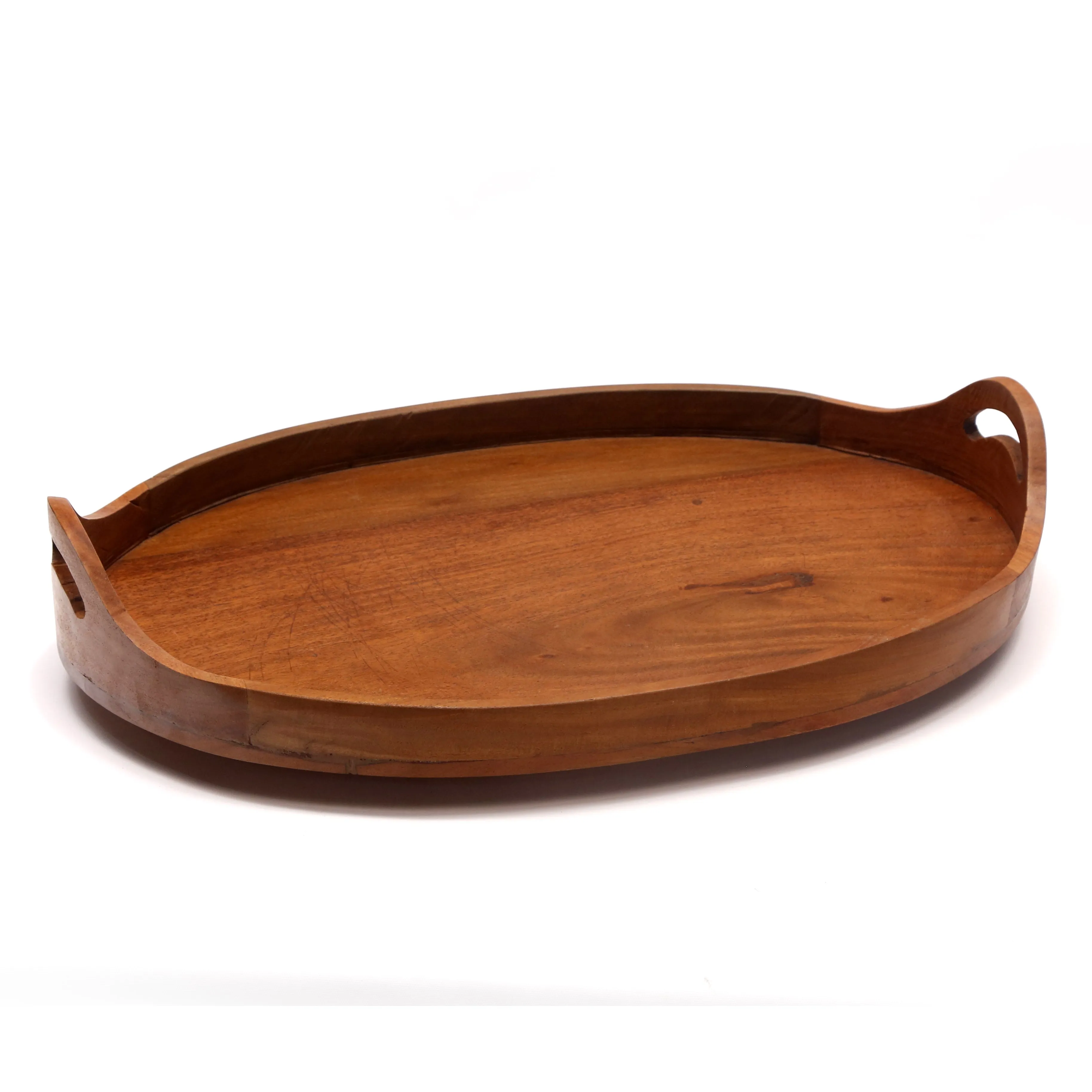 Oval Solid Wood Tray - - Set of 3