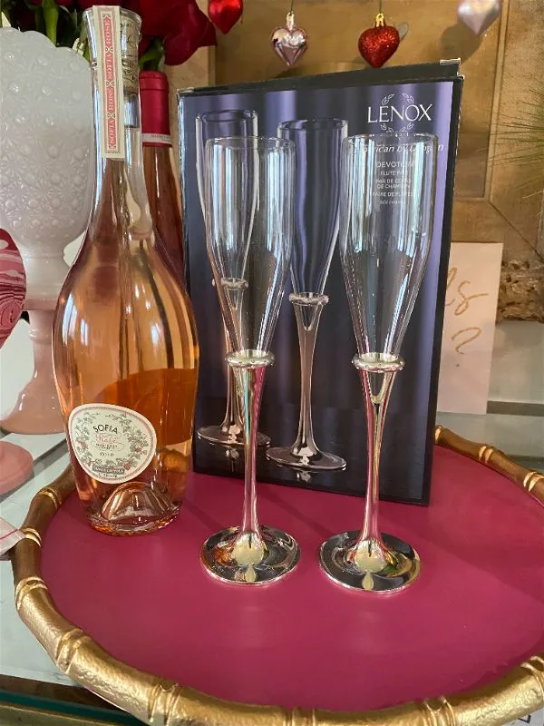 Pair Lenox Champagne Flutes Devotion American by Design Collection