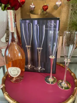 Pair Lenox Champagne Flutes Devotion American by Design Collection