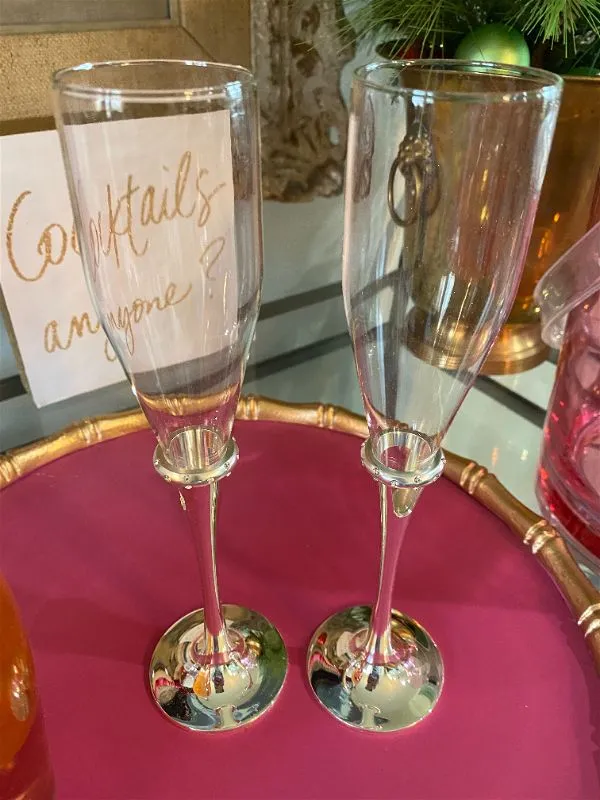 Pair Lenox Champagne Flutes Devotion American by Design Collection