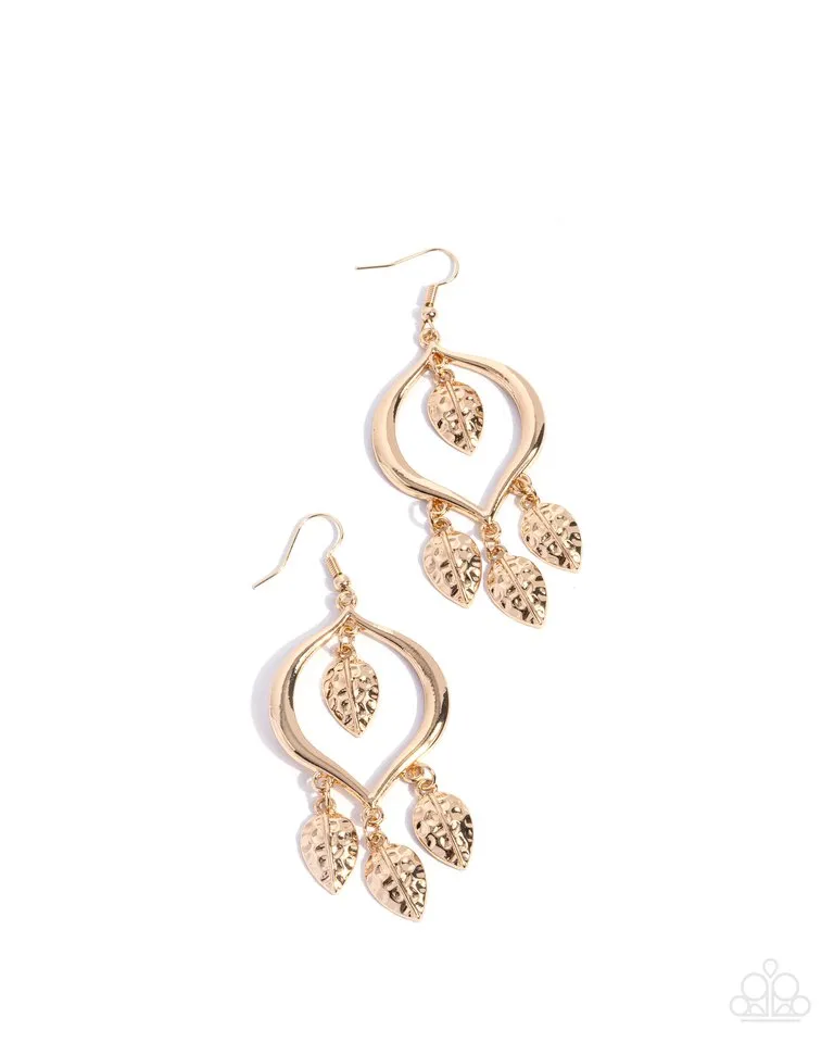 Paparazzi Earring ~ Leafy Landmark - Gold