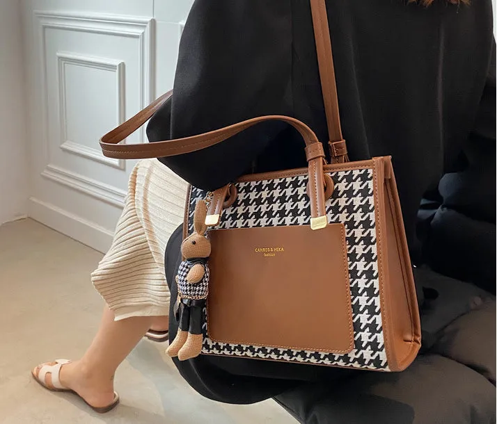 Paziye Rabbit Charm One Shoulder Tote Bag