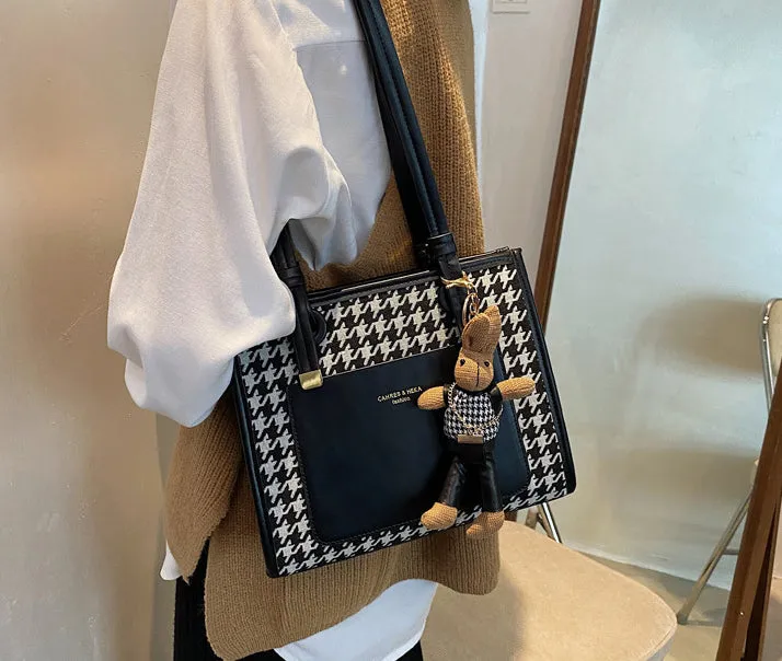 Paziye Rabbit Charm One Shoulder Tote Bag