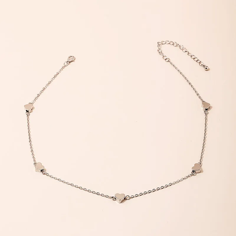 Peach Heart Clavicle Chain Necklace - Delicate Korean Style Jewelry