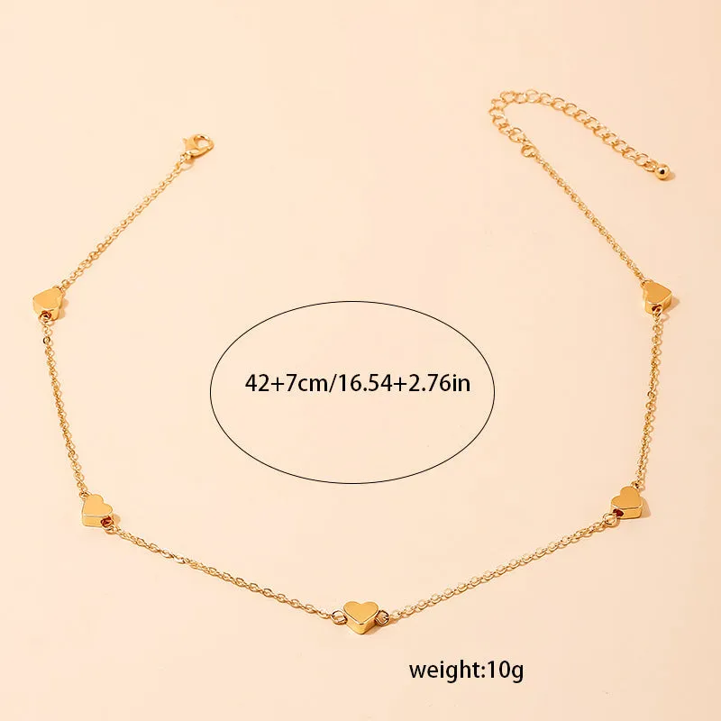Peach Heart Clavicle Chain Necklace - Delicate Korean Style Jewelry
