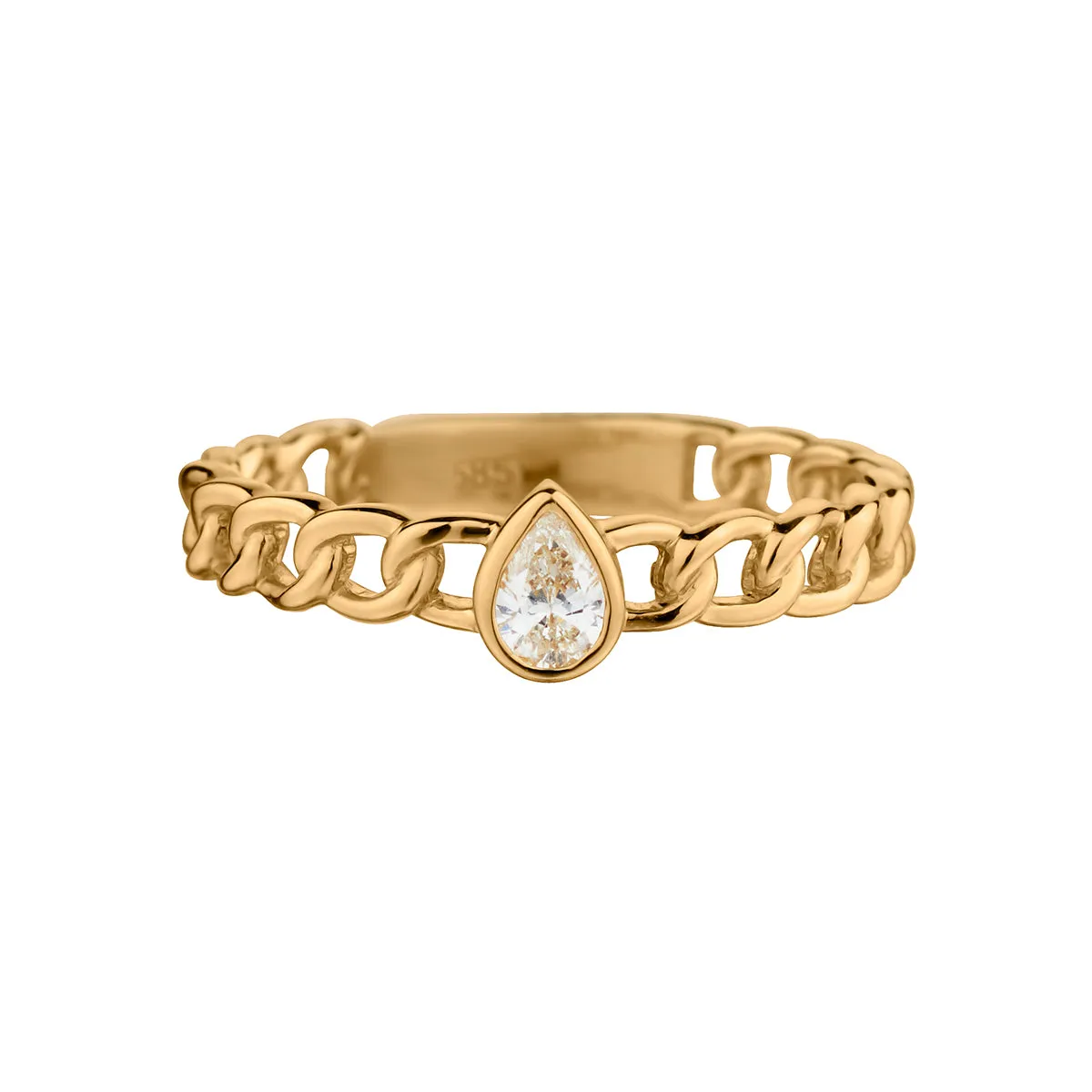 PEAR SHAPED DIAMOND LINK RING
