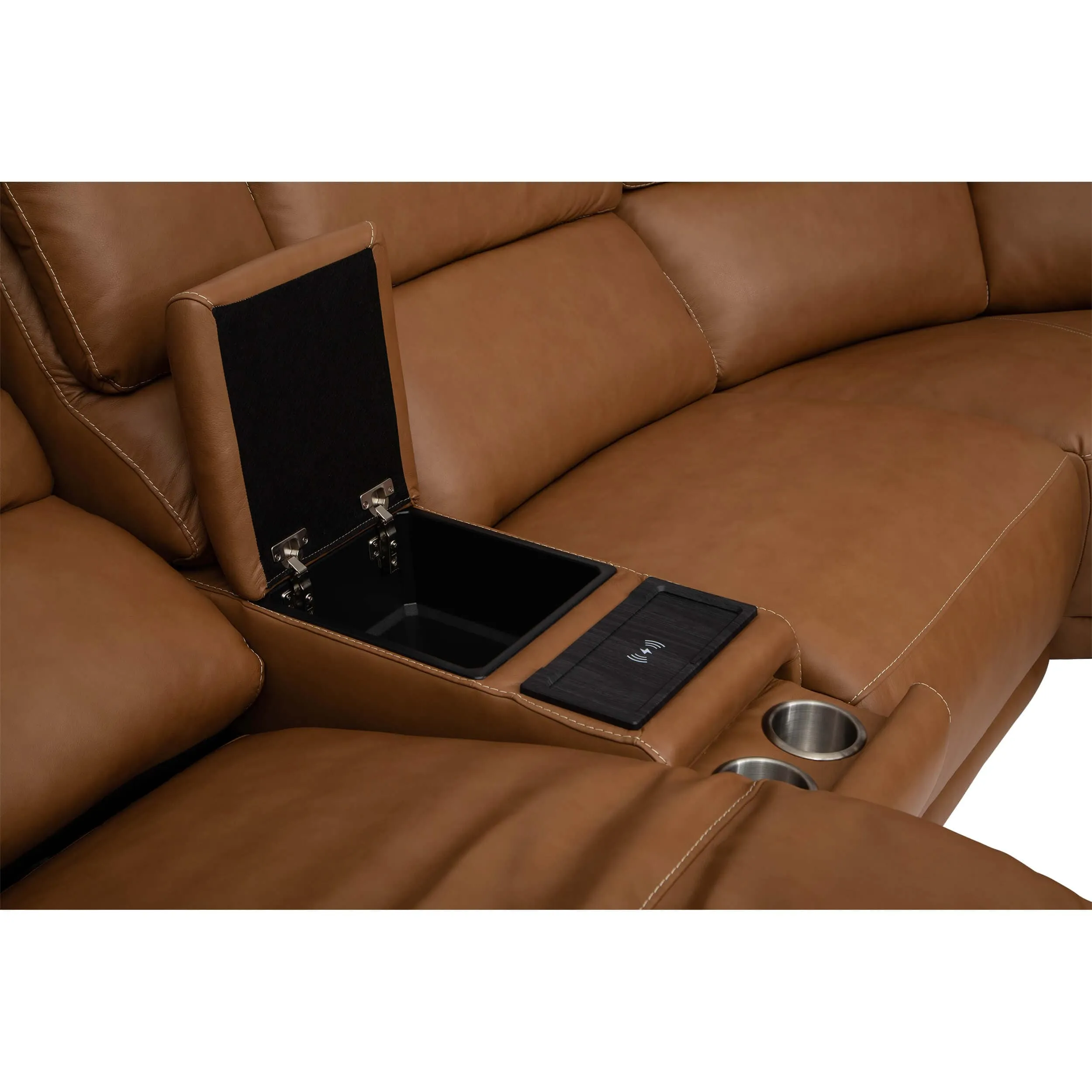 Pembroke 6 Piece Power Recliner Sectional, Aline Butternut