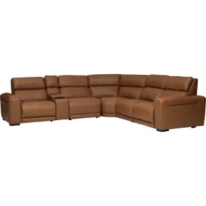 Pembroke 6 Piece Power Recliner Sectional, Aline Butternut