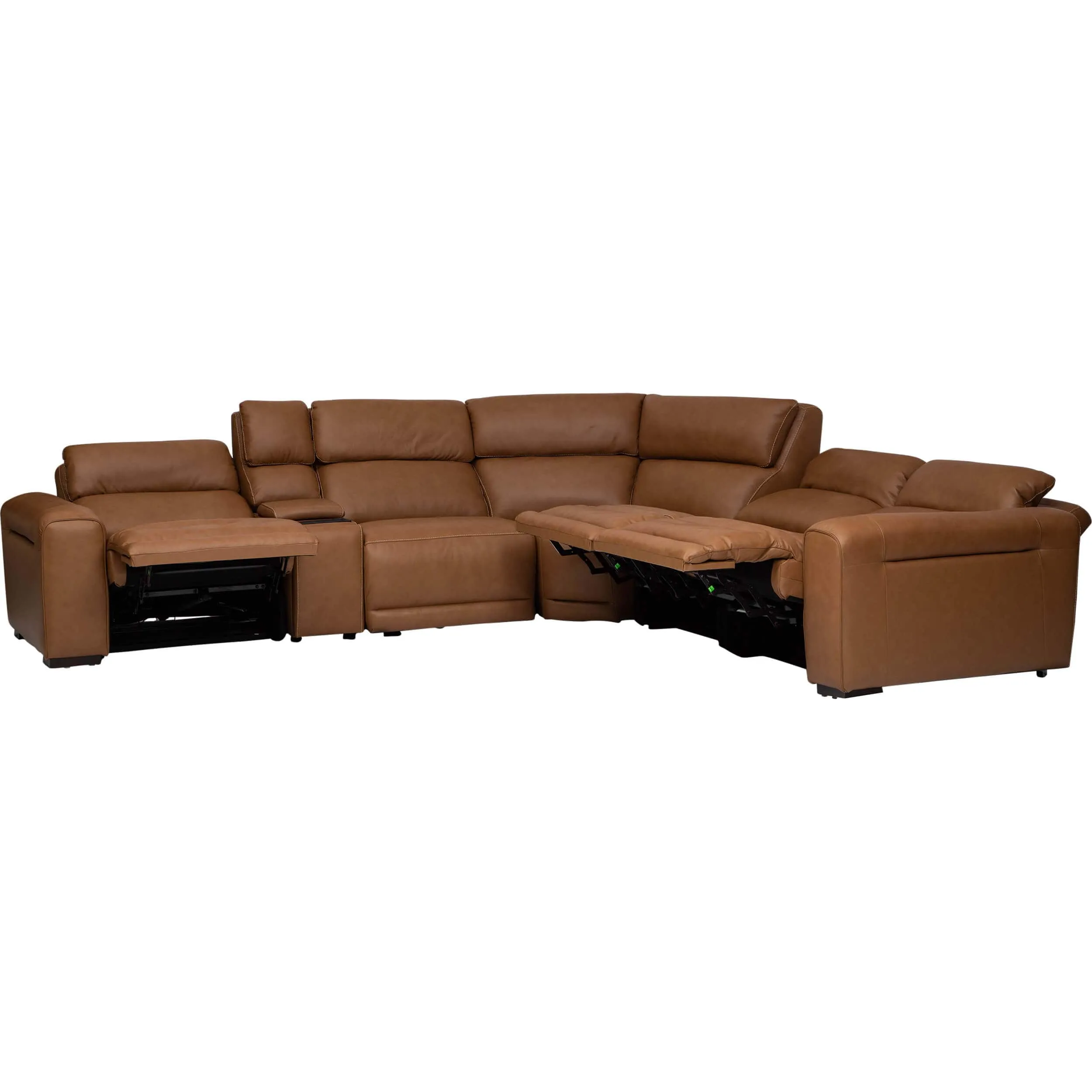 Pembroke 6 Piece Power Recliner Sectional, Aline Butternut