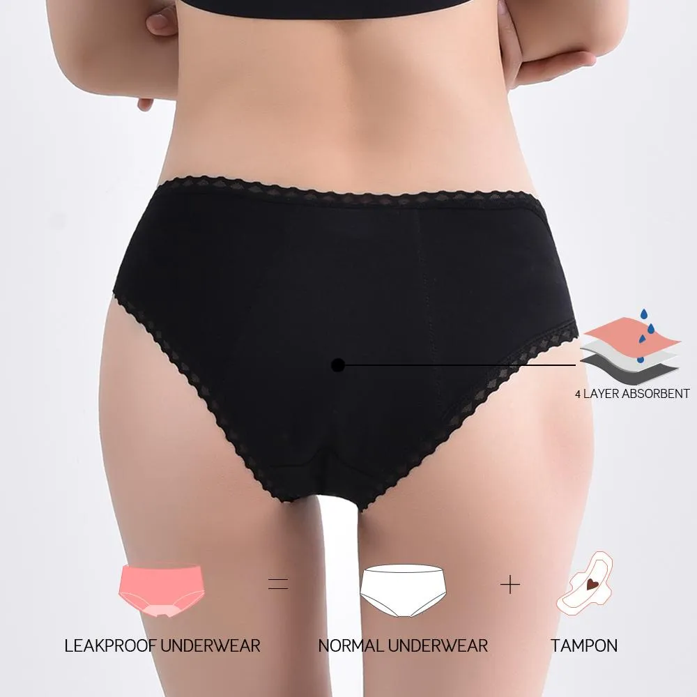 Period Pants - Lace Trimmed Bikini Style Menstruation Underwear