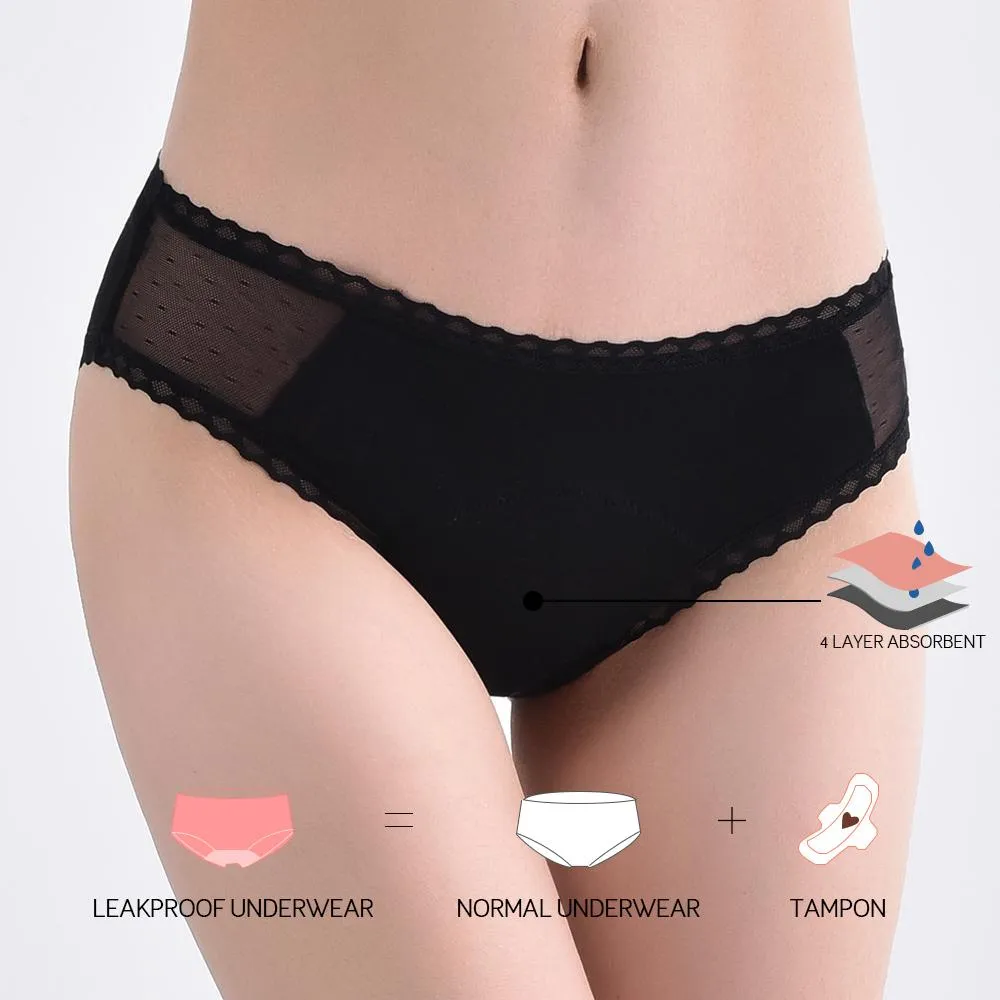 Period Pants - Lace Trimmed Bikini Style Menstruation Underwear