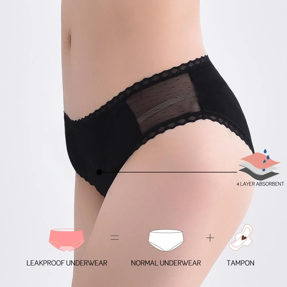 Period Pants - Lace Trimmed Bikini Style Menstruation Underwear