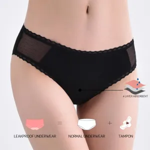 Period Pants - Lace Trimmed Bikini Style Menstruation Underwear