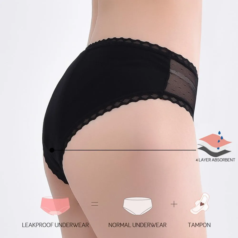 Period Pants - Lace Trimmed Bikini Style Menstruation Underwear