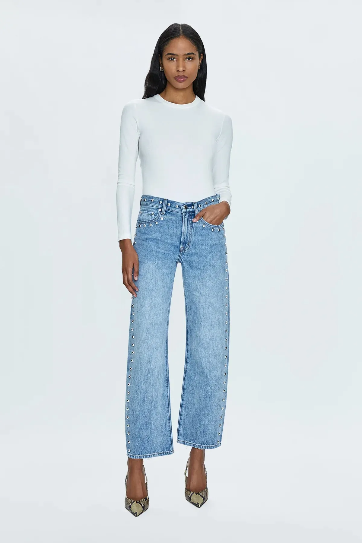 Pistola Lexi Mid Rise Bowed Straight Pant
