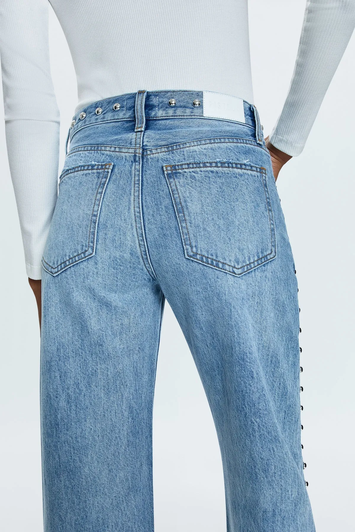 Pistola Lexi Mid Rise Bowed Straight Pant
