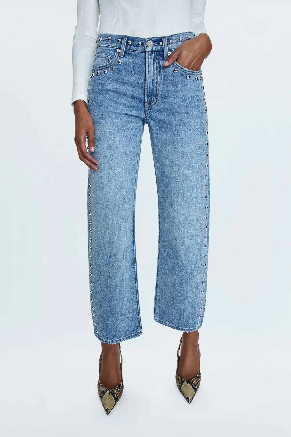 Pistola Lexi Mid Rise Bowed Straight Pant