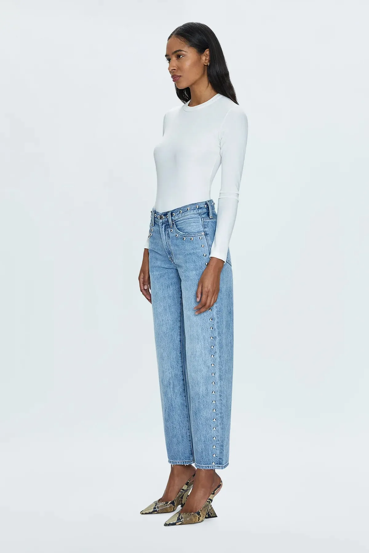 Pistola Lexi Mid Rise Bowed Straight Pant