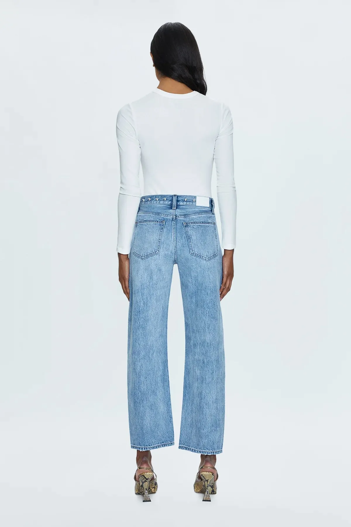 Pistola Lexi Mid Rise Bowed Straight Pant