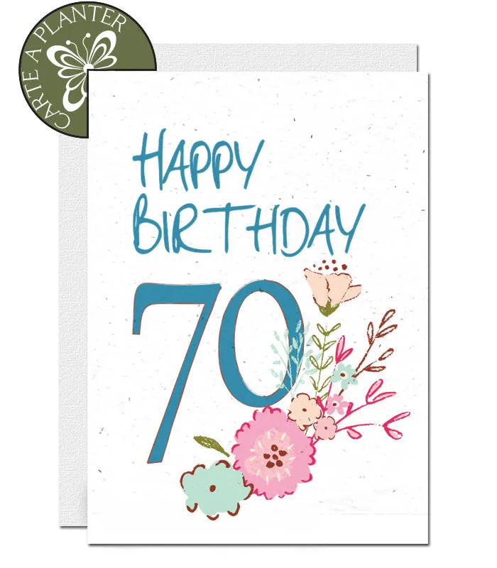 Plantable Birthday Card - 70th - Flower Bouquet