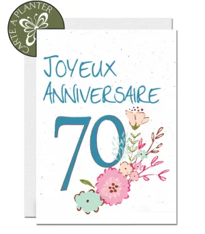 Plantable Birthday Card - 70th - Flower Bouquet