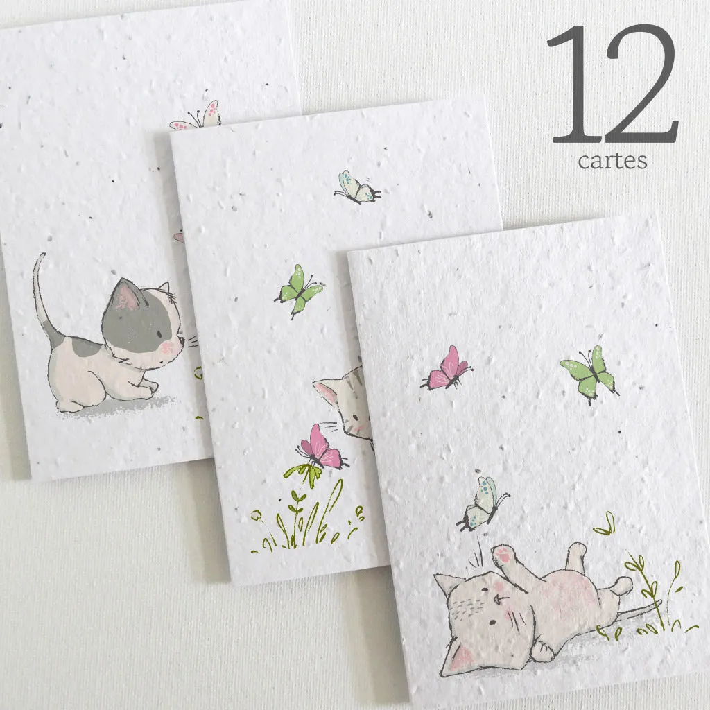 Plantable Blank Cards, set of 12 - Kittens