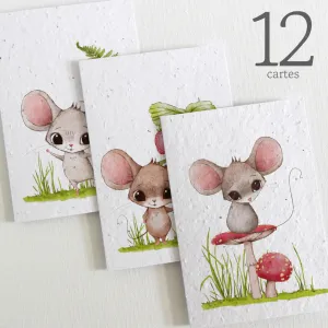 Plantable Blank Cards, set of 12 - Little Mice