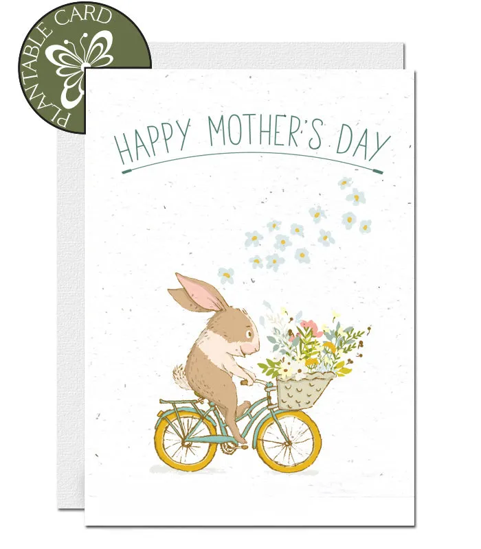 Plantable Mother's Day Card - Rabbit on Bike