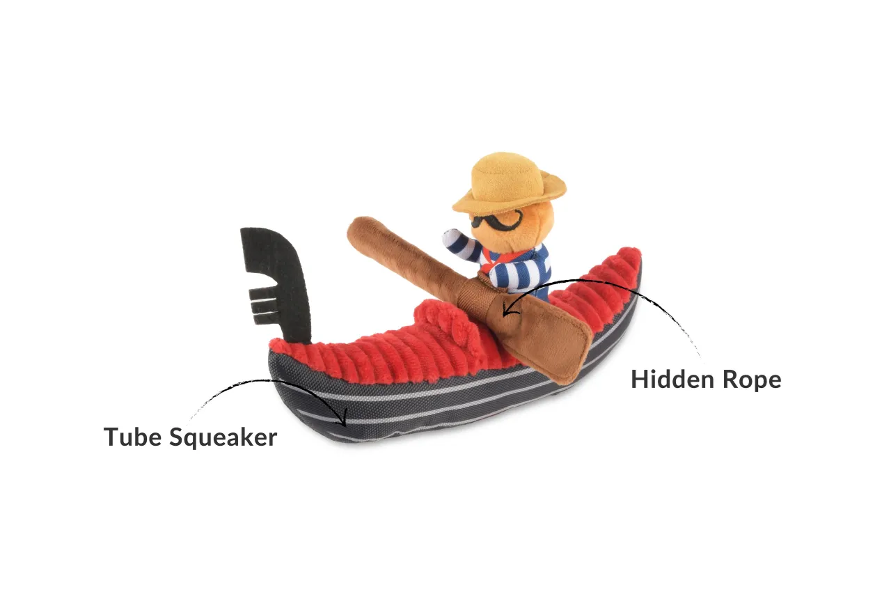P.L.A.Y. Totally Touristy Squeaky Plush Dog toys, Gondola of Venice