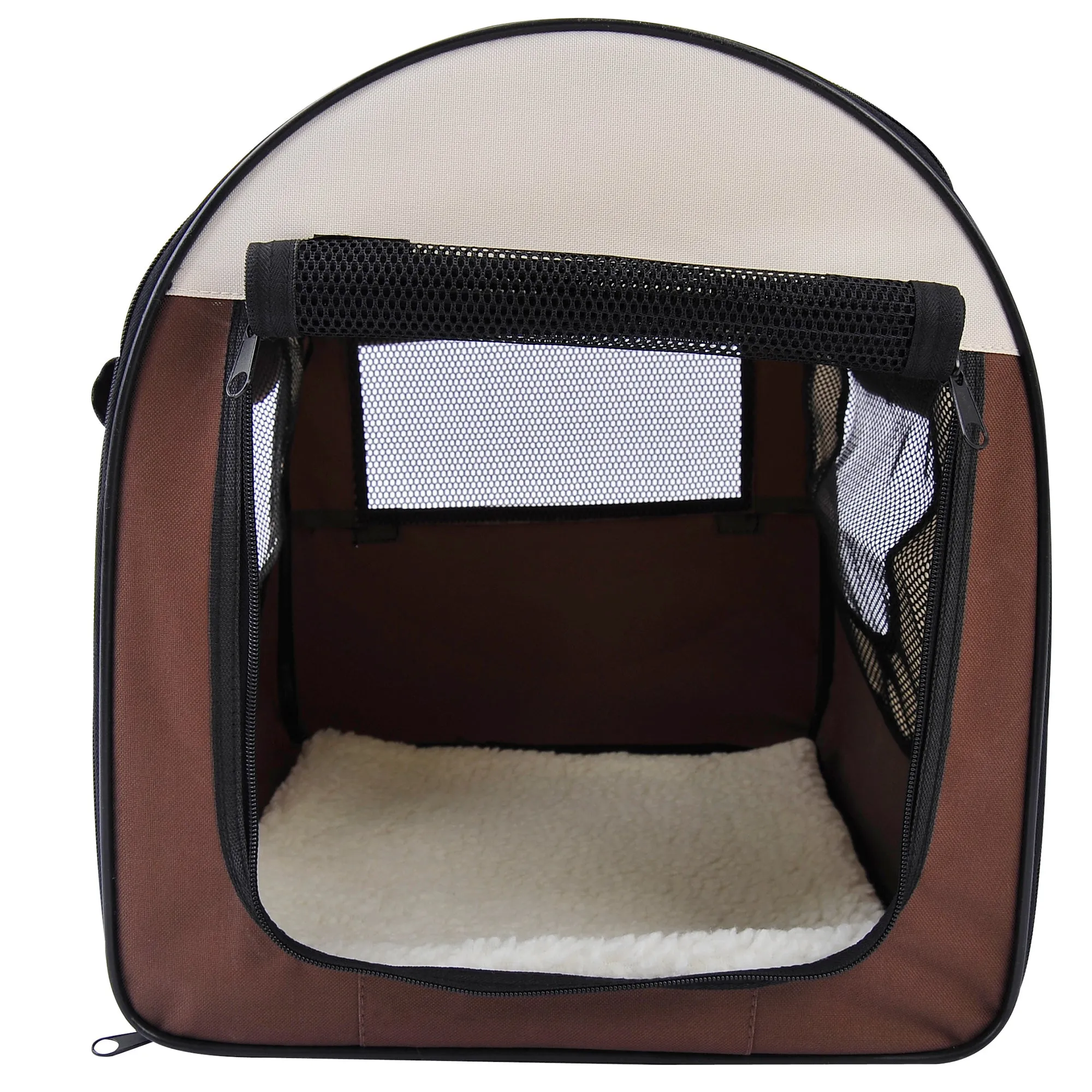Portable Cat Carrier Folding Bag, 41H cm - Brown