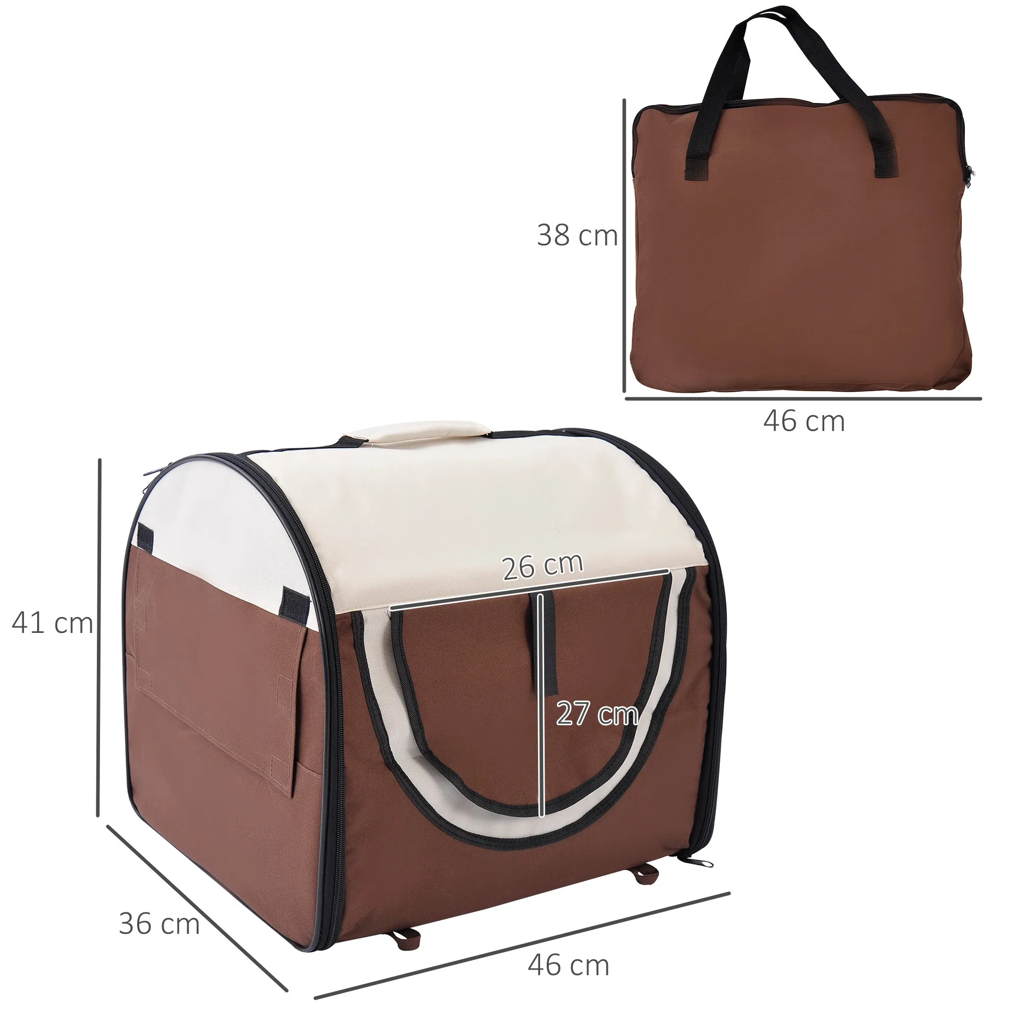 Portable Cat Carrier Folding Bag, 41H cm - Brown
