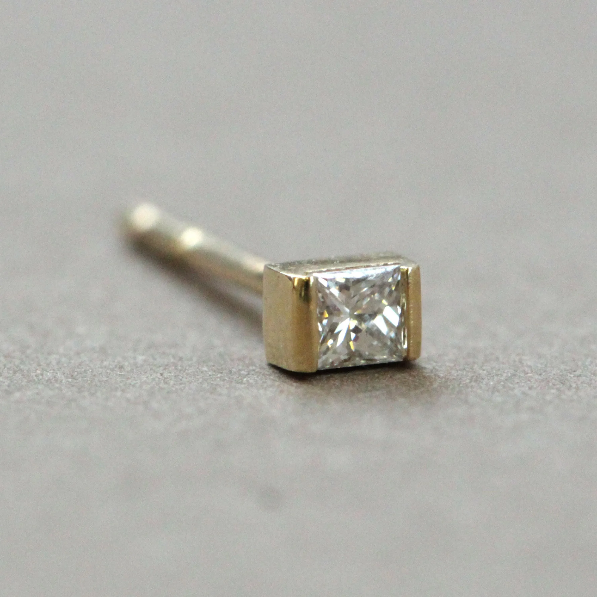 Princess Gold Earring With White Diamond (Single)