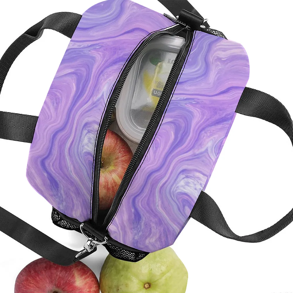 Purple Liquid Insulated Lunch Bag with Handles & Shoulder Strap