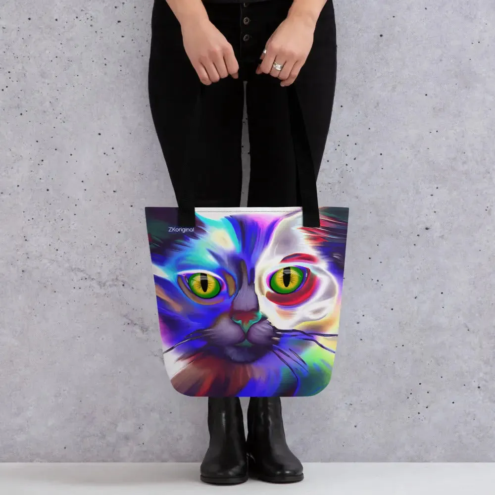"Cat Lovers" Collection - Psychedelic Cat Tote bag