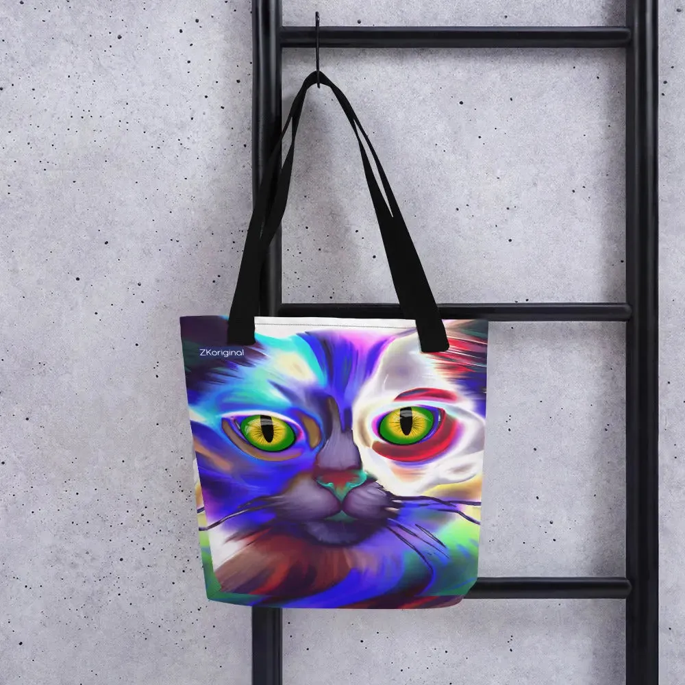 "Cat Lovers" Collection - Psychedelic Cat Tote bag