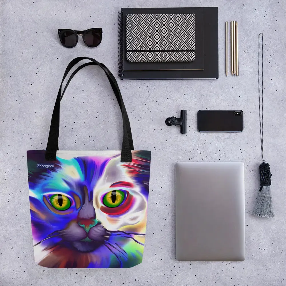 "Cat Lovers" Collection - Psychedelic Cat Tote bag