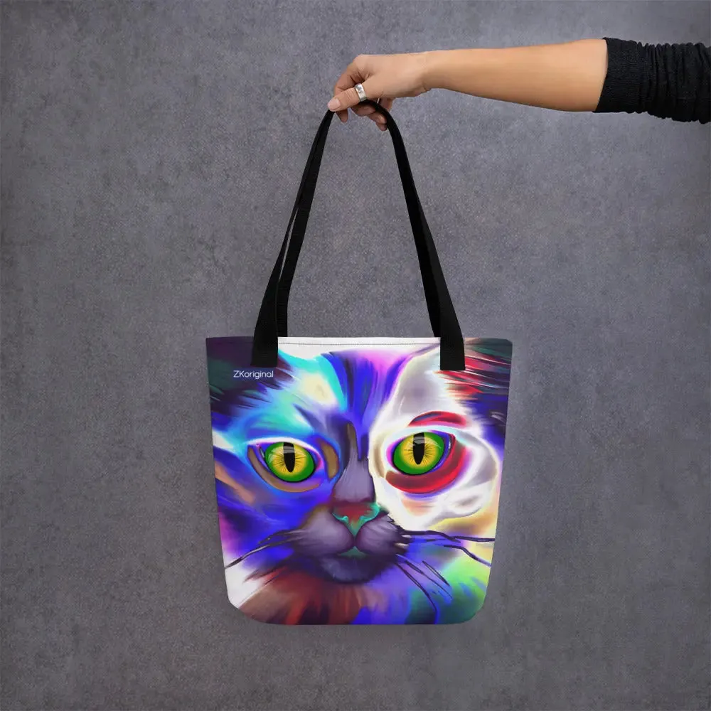"Cat Lovers" Collection - Psychedelic Cat Tote bag