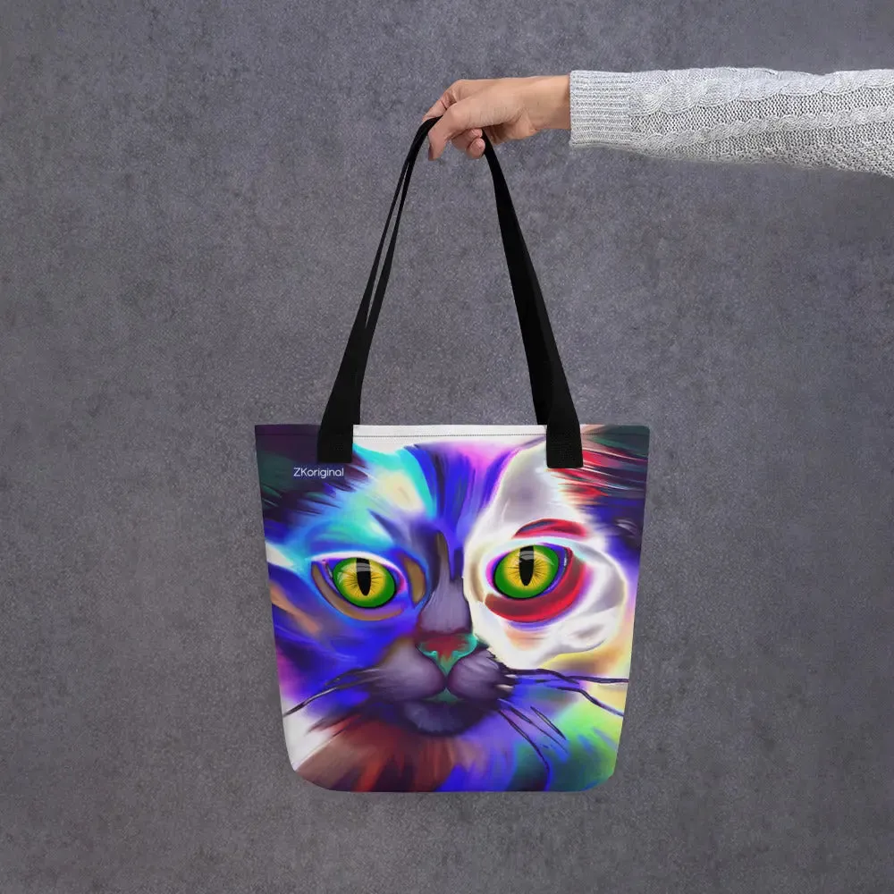 "Cat Lovers" Collection - Psychedelic Cat Tote bag