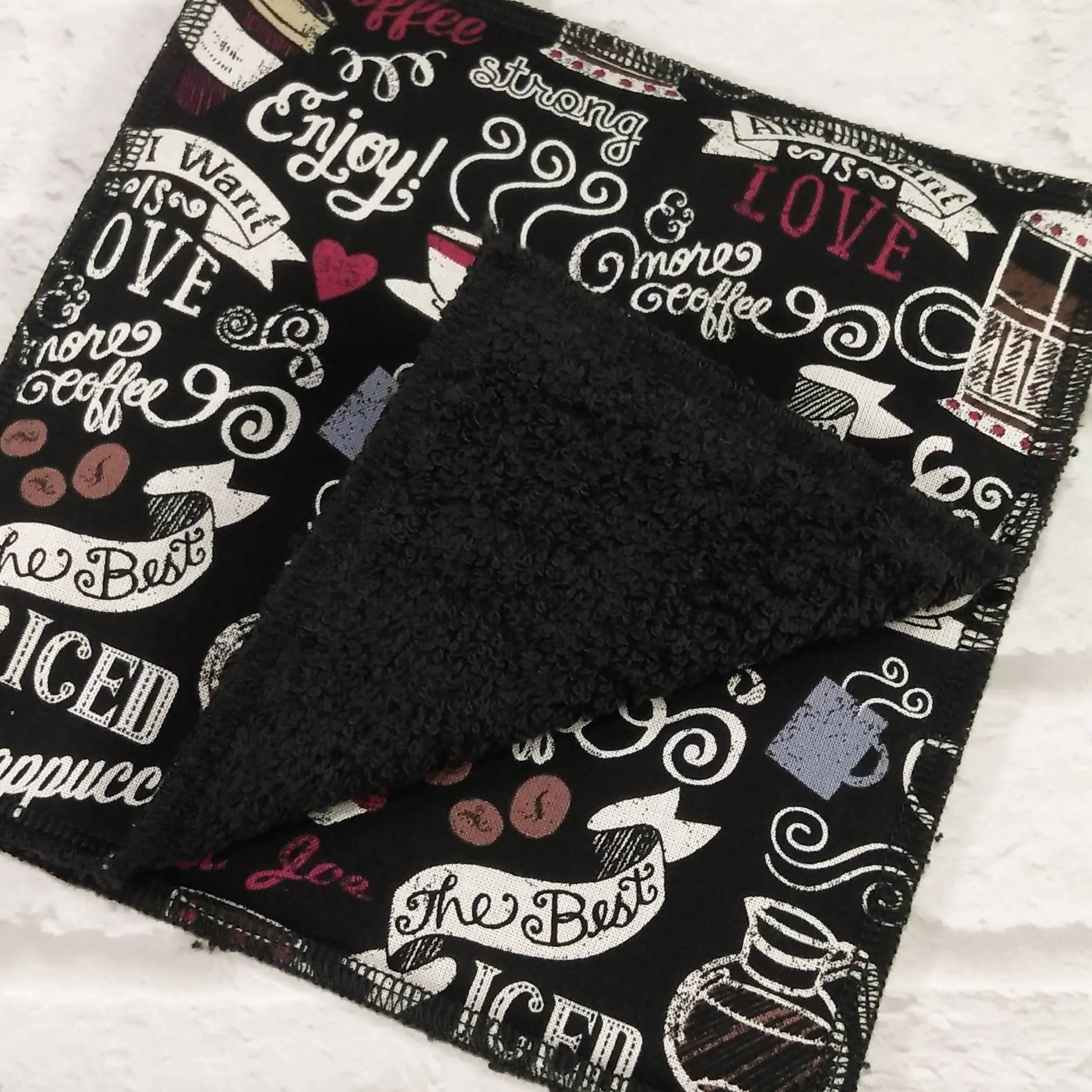 Reusable dishcloth coffee and love