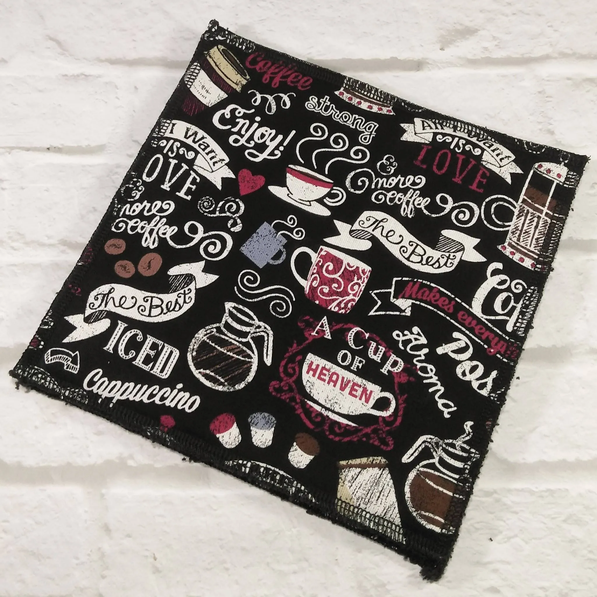 Reusable dishcloth coffee and love